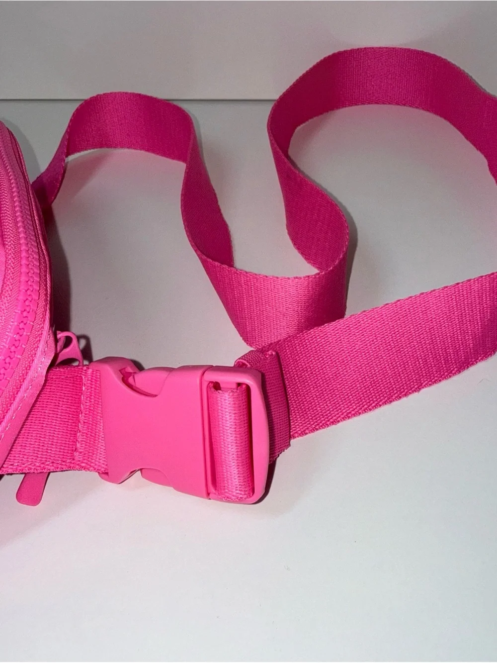 Maurices Solid Neon Pink Crossbody Belt Bag Canvas Buckle Closure NWT New
